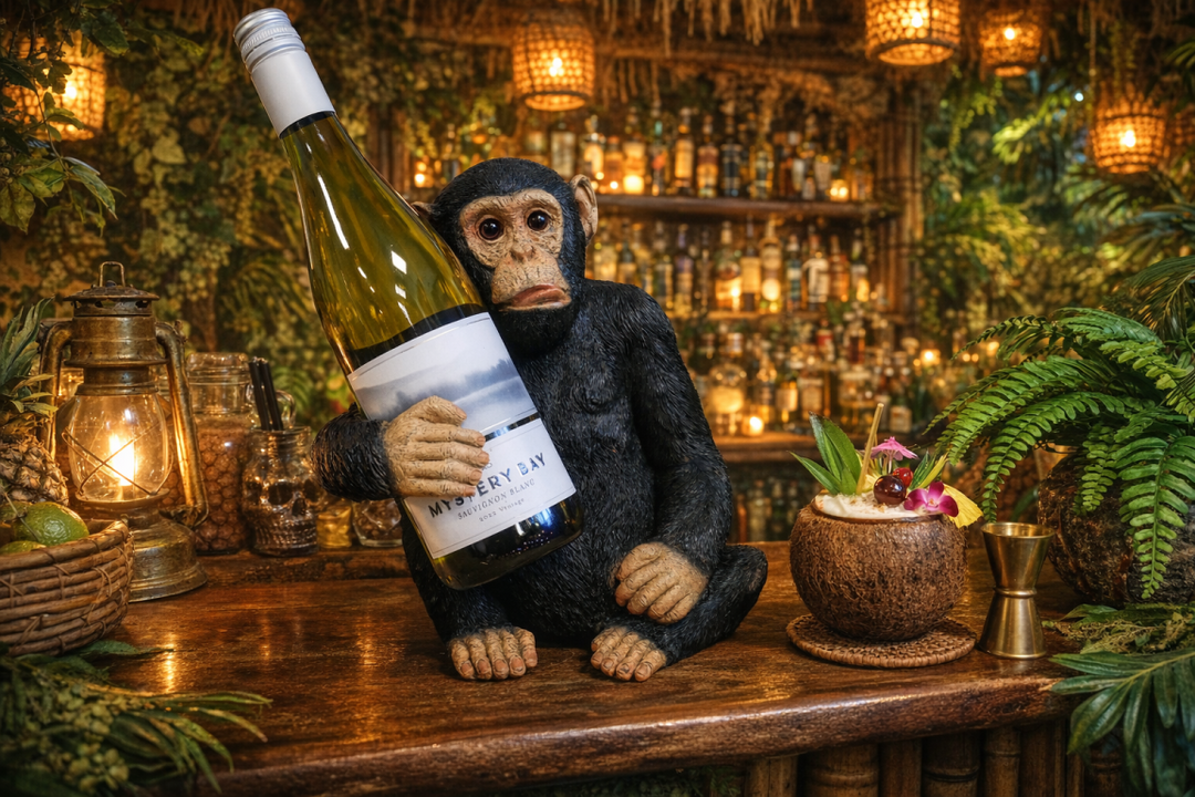 Black Monkey Bottle Holder – Resin Novelty Bar Decor for Home Bar, Garden Bar, Man Cave or Shed