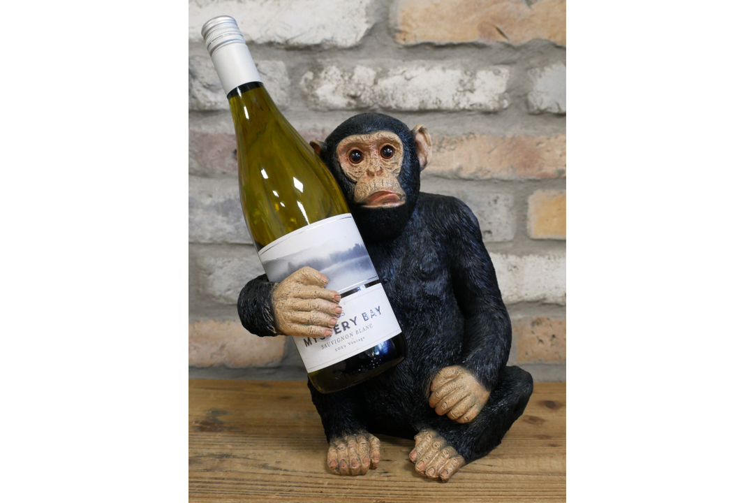 Black Monkey Bottle Holder – Resin Novelty Bar Decor for Home Bar, Garden Bar, Man Cave or Shed