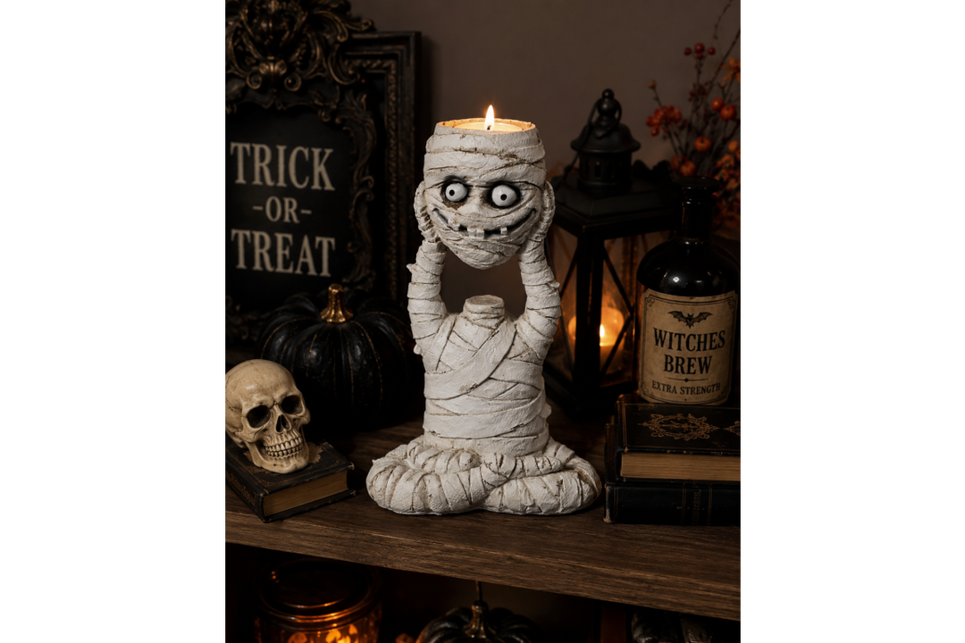 Mummy Candle Holder – Ancient Egyptian Gothic Candle Décor Ornament