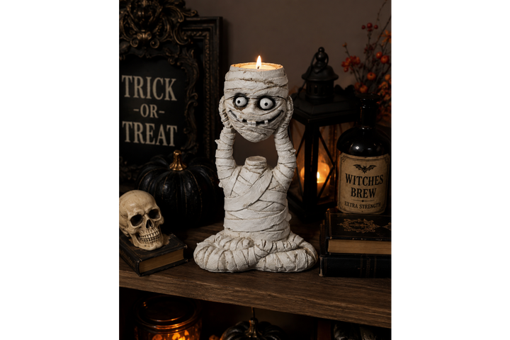 Mummy Candle Holder – Ancient Egyptian Gothic Candle Décor Ornament