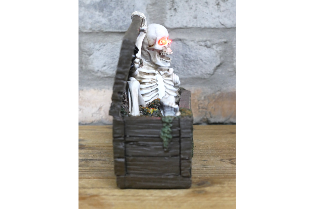 Skeleton in a Coffin Ornament – Gothic Halloween Skeleton Display Décor