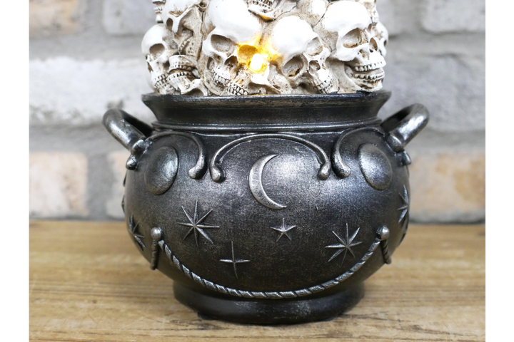 Skulls in Cauldron Ornament – Gothic Halloween Skull Cauldron Décor