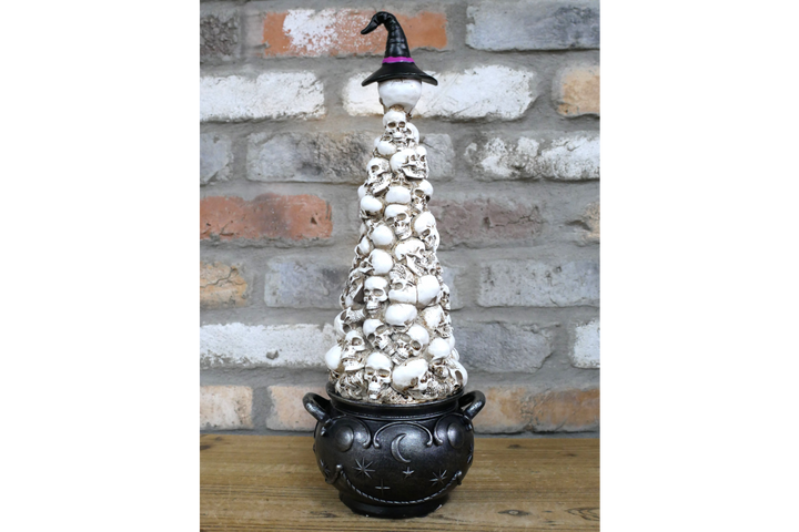 Skulls in Cauldron Ornament – Gothic Halloween Skull Cauldron Décor