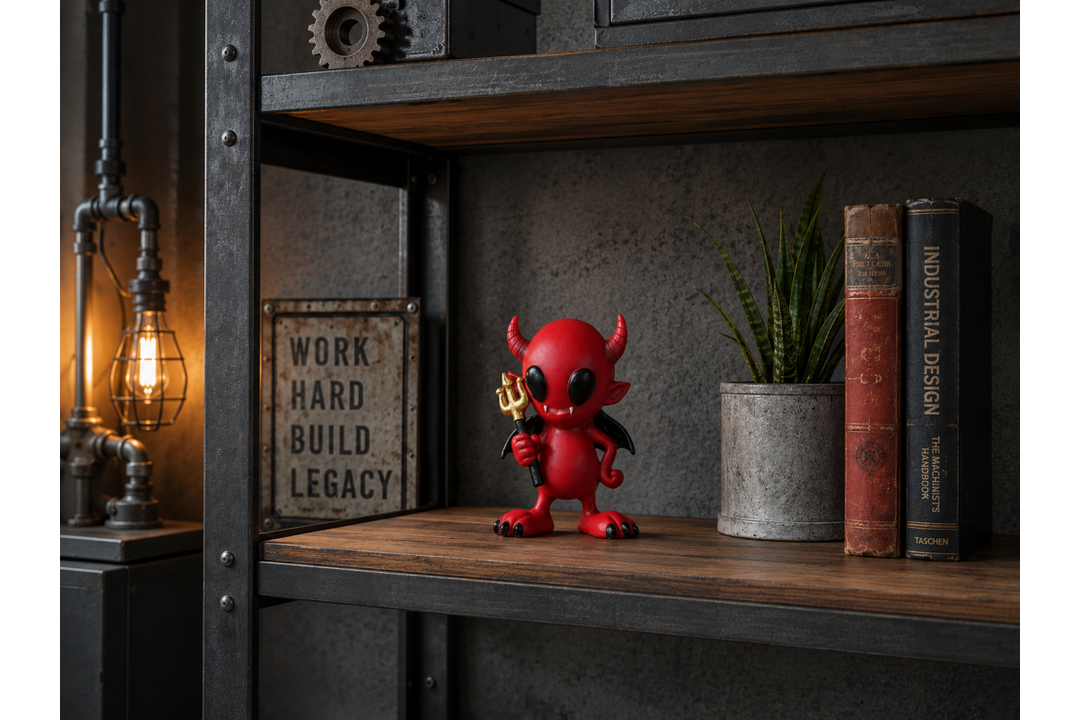 Little Devil Ornament – Gothic Red Wooden Figurine Decorative Home Décor
