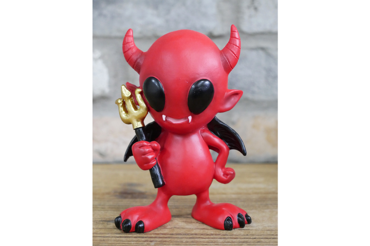 Little Devil Ornament – Gothic Red Wooden Figurine Decorative Home Décor