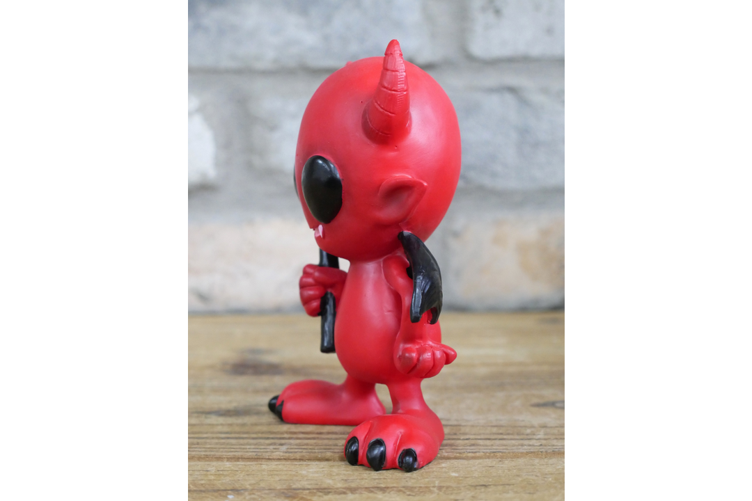 Little Devil Ornament – Gothic Red Wooden Figurine Decorative Home Décor