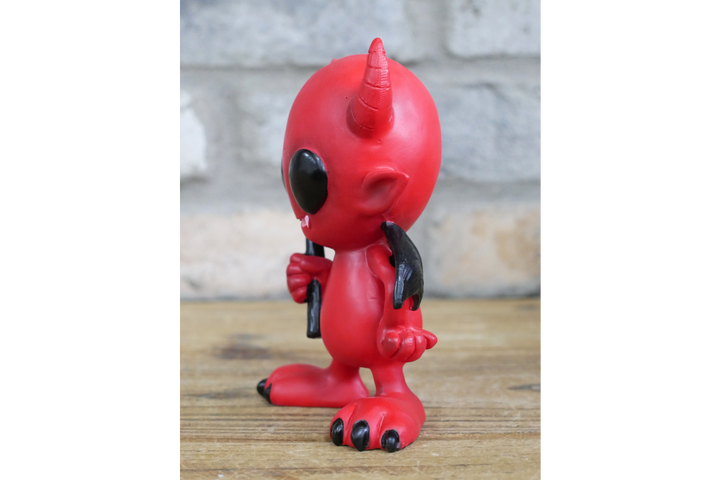 Little Devil Ornament – Gothic Red Wooden Figurine Decorative Home Décor