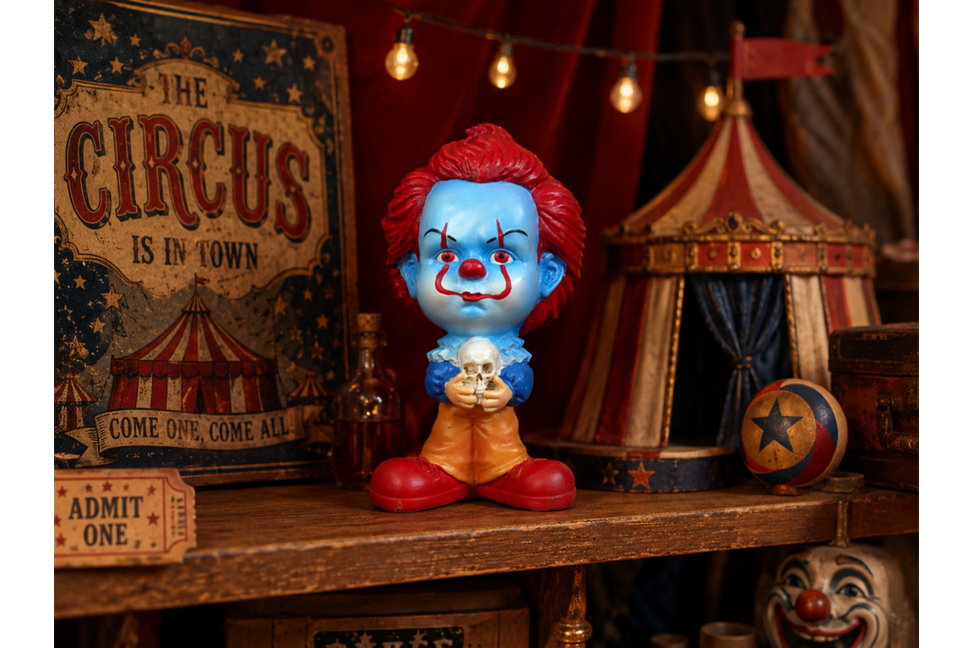 Big Head Clown Figurine – Gothic Horror Clown Halloween Decorative Ornament