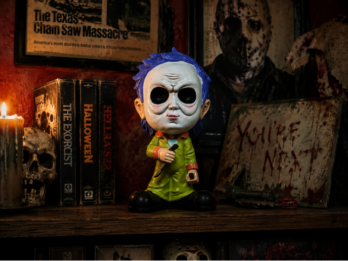 Big Head Clown Figurine – Gothic Horror Clown Halloween Decorative Ornament