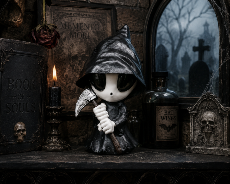 Reaper Figurine – Gothic Grim Reaper Skeleton Resin Halloween Décor Statue