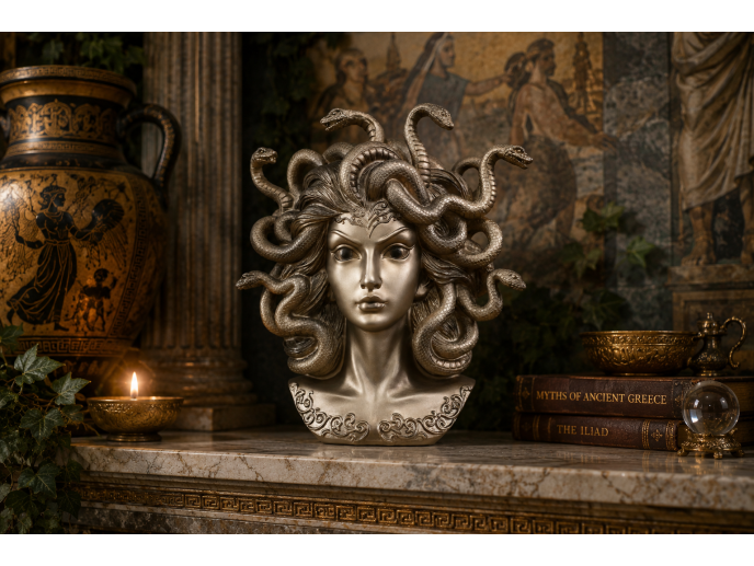 Medusa Bust Sculpture – Gothic Greek Mythology Resin Statue Home Décor