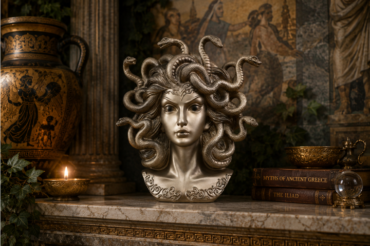 Medusa Bust Sculpture – Gothic Greek Mythology Resin Statue Home Décor