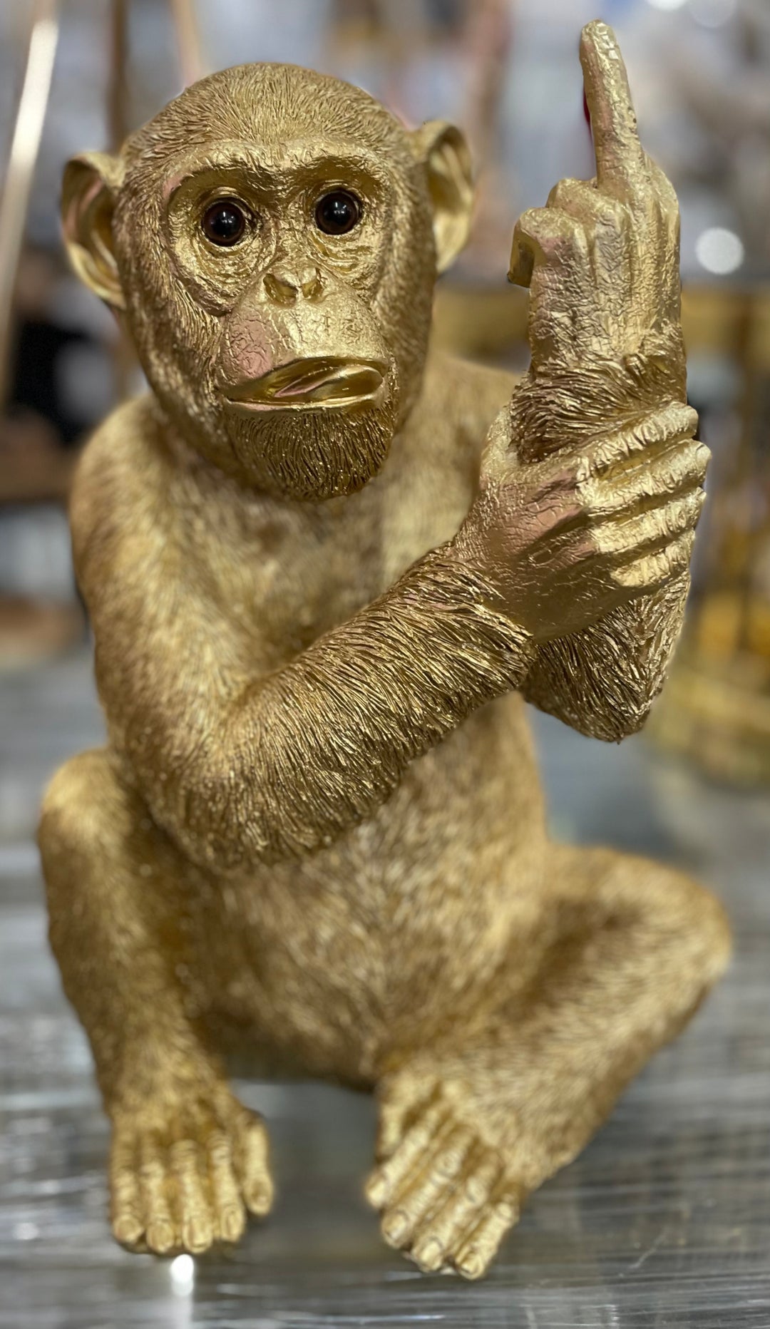 Gold Up Yours Rude, Quirky Monkey Ornament
