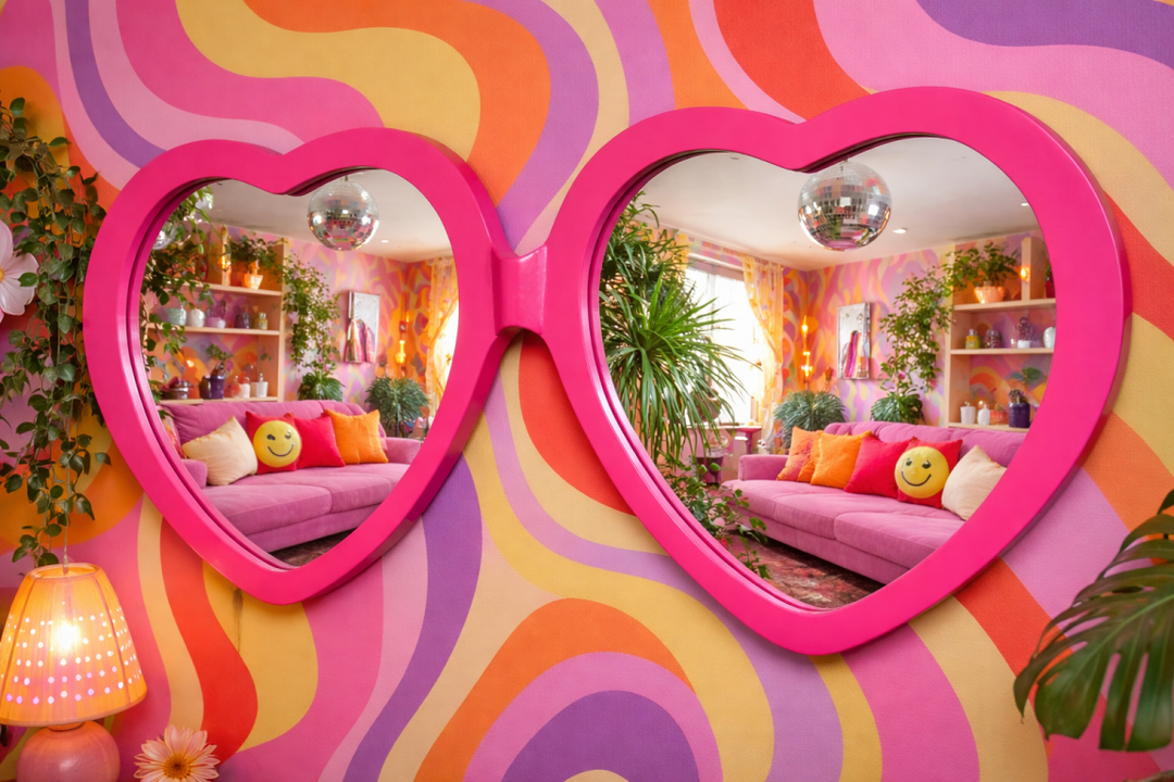 Heart Shaped Glasses Mirror | Romantic Decorative Wall Mirror