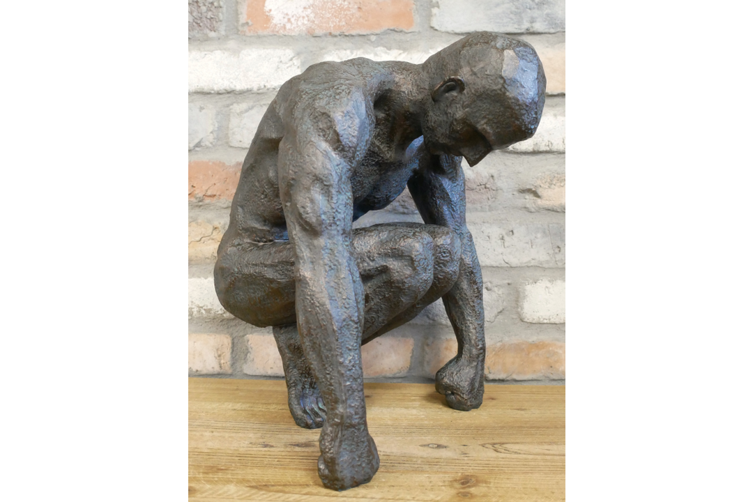 Large Kneeling Man & Woman Sculptures | Decorative Figurine Home Decor