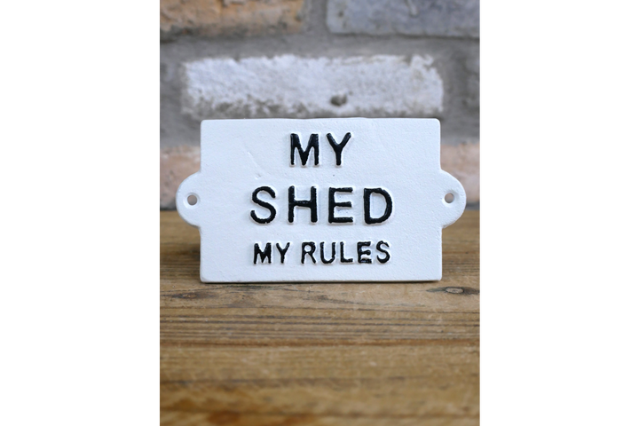 Funny eye-catching statement – My Shed & Beer & Bullshit Humorous Wall Decor Signs
