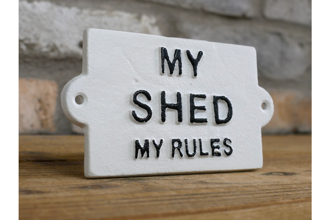 Funny eye-catching statement – My Shed & Beer & Bullshit Humorous Wall Decor Signs