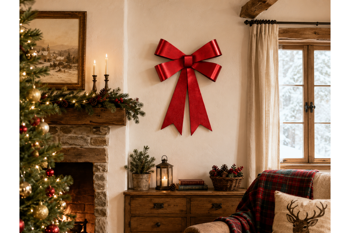Large Red Bow Decoration – Festive Christmas Door & Wall Décor