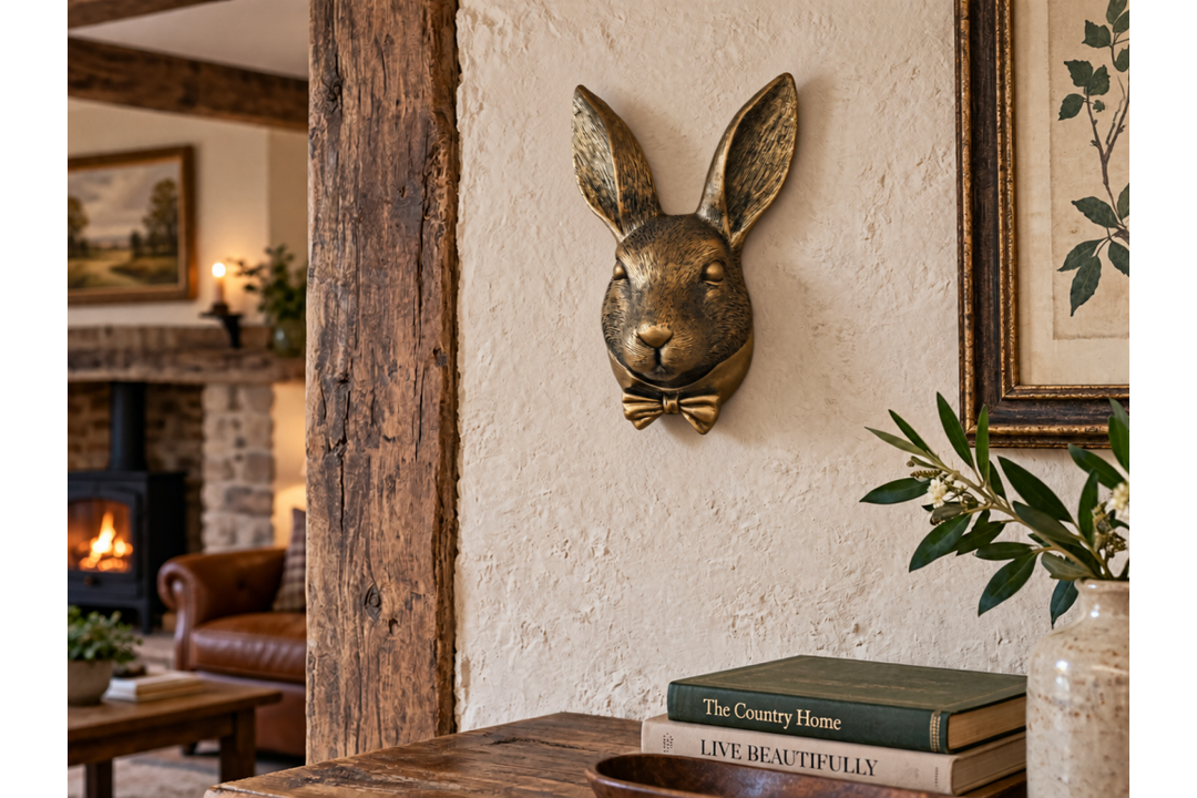 Rabbit Head Ornament – Elegant Woodland Animal Sculpture & Home Décor