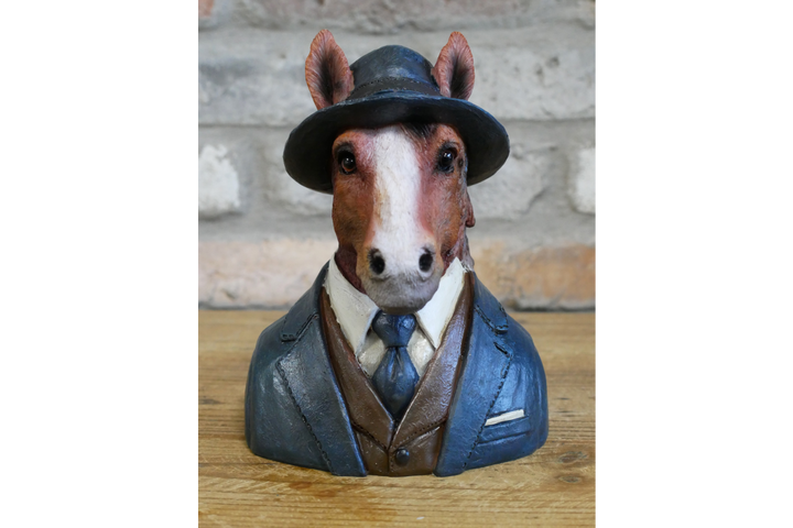 Small Animal Bust Ornaments – Horse, Robin, Giraffe & Mallard Decorative Sculptures