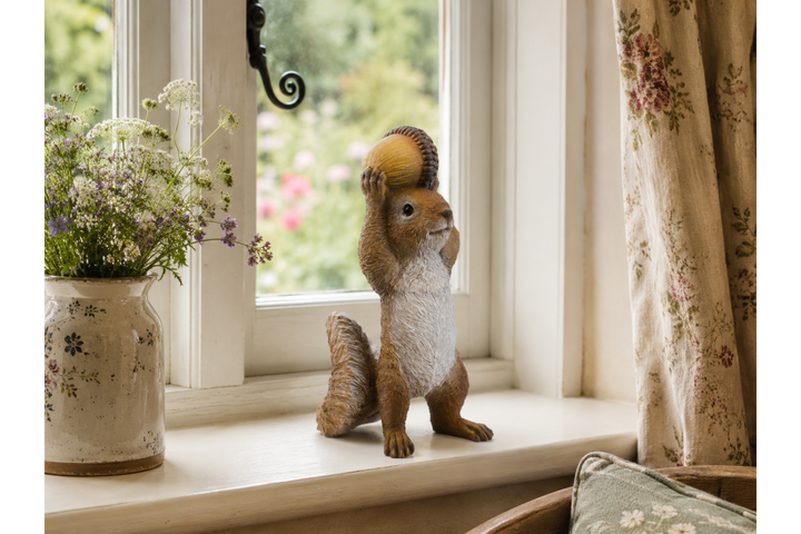 Squirrel with Acorn Ornament – Charming Woodland Animal Figurine & Home Décor