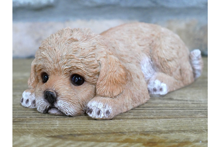 Laying Puppy Ornament – Cute Dog Figurine & Charming Animal Home Décor