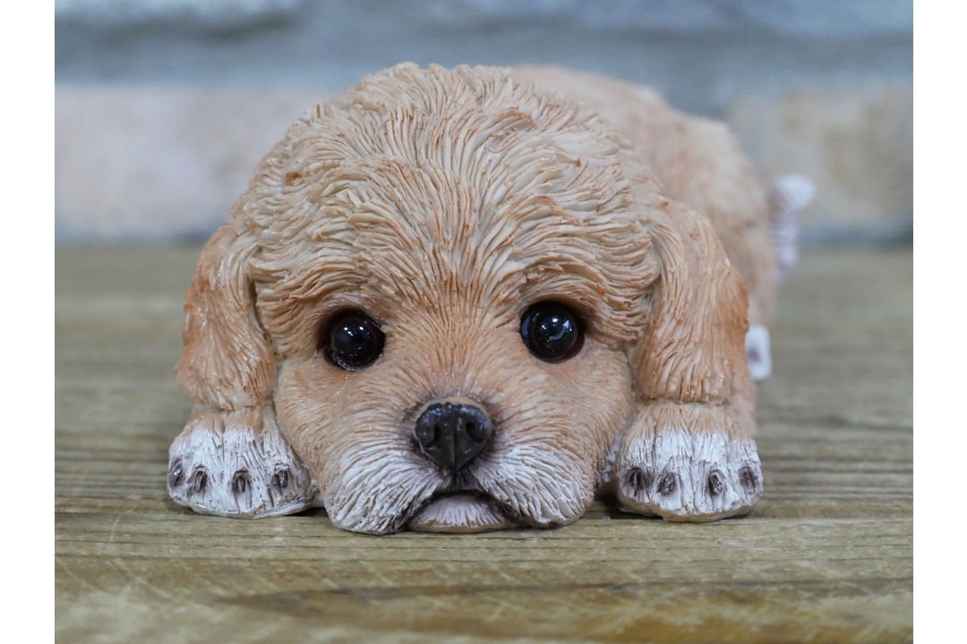 Laying Puppy Ornament – Cute Dog Figurine & Charming Animal Home Décor