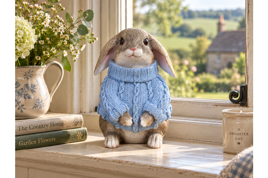 Winter Rabbit Ornament – Seasonal Rabbit Figurine | Small & Large