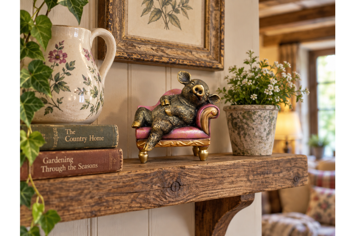 Pig on Chaise Lounge Ornament – Quirky Animal Figurine & Unique Home Décor