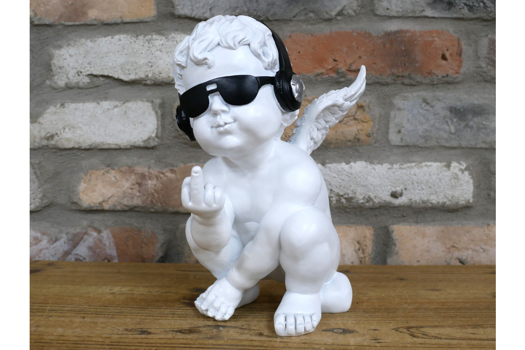 Up Yours Cherub Ornament – Quirky Angel Figurine & Humorous Home Décor