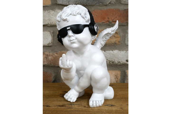 Up Yours Cherub Ornament – Quirky Angel Figurine & Humorous Home Décor