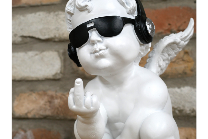 Up Yours Cherub Ornament – Quirky Angel Figurine & Humorous Home Décor