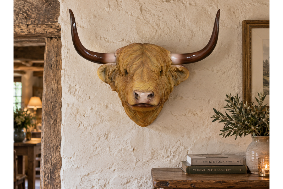 Cow Head Wall Décor – Large Farmhouse Animal Head Sculpture & Rustic Home Decoration