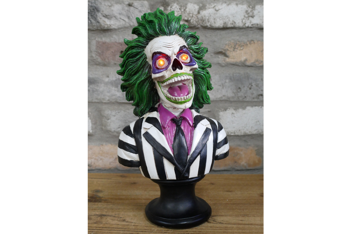 Light-Up Skeleton Bust Ornament – Gothic LED Skull Statue Halloween Décor