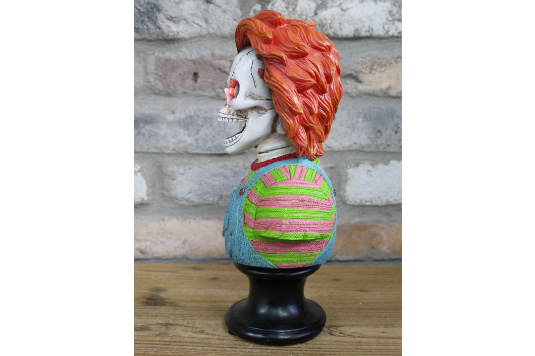 Light-Up Skeleton Bust Ornament – Gothic LED Skull Statue Halloween Décor