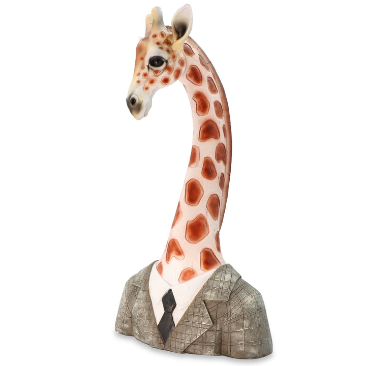 Suited Giraffe Sculpture Detailed Polyresin Animal Ornament Home Decor