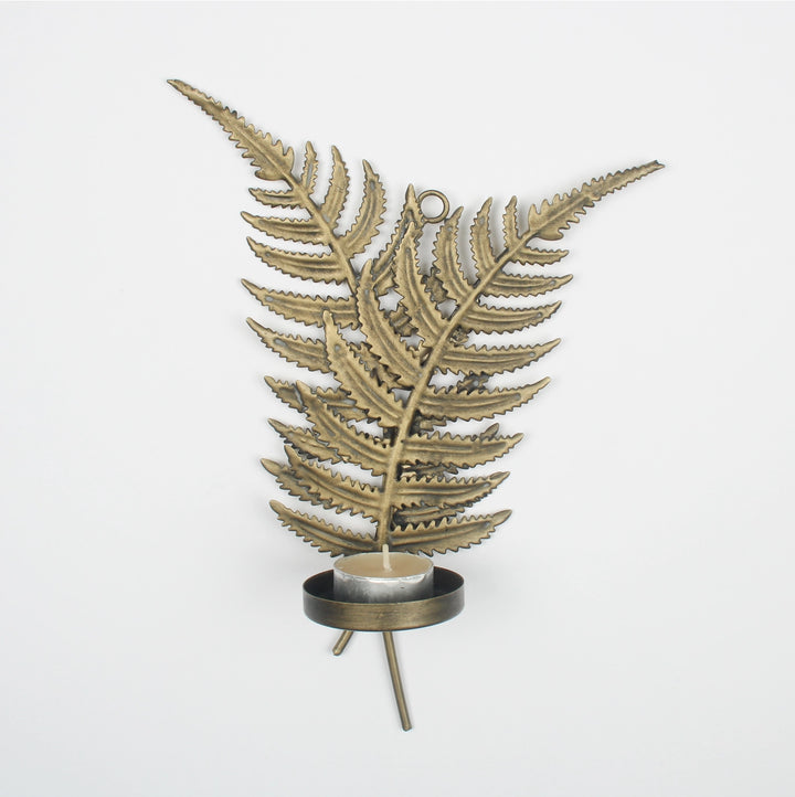 Fern Leaf Wall Sconce – Gold & Brass Metal Decorative Candle/tea light Holder