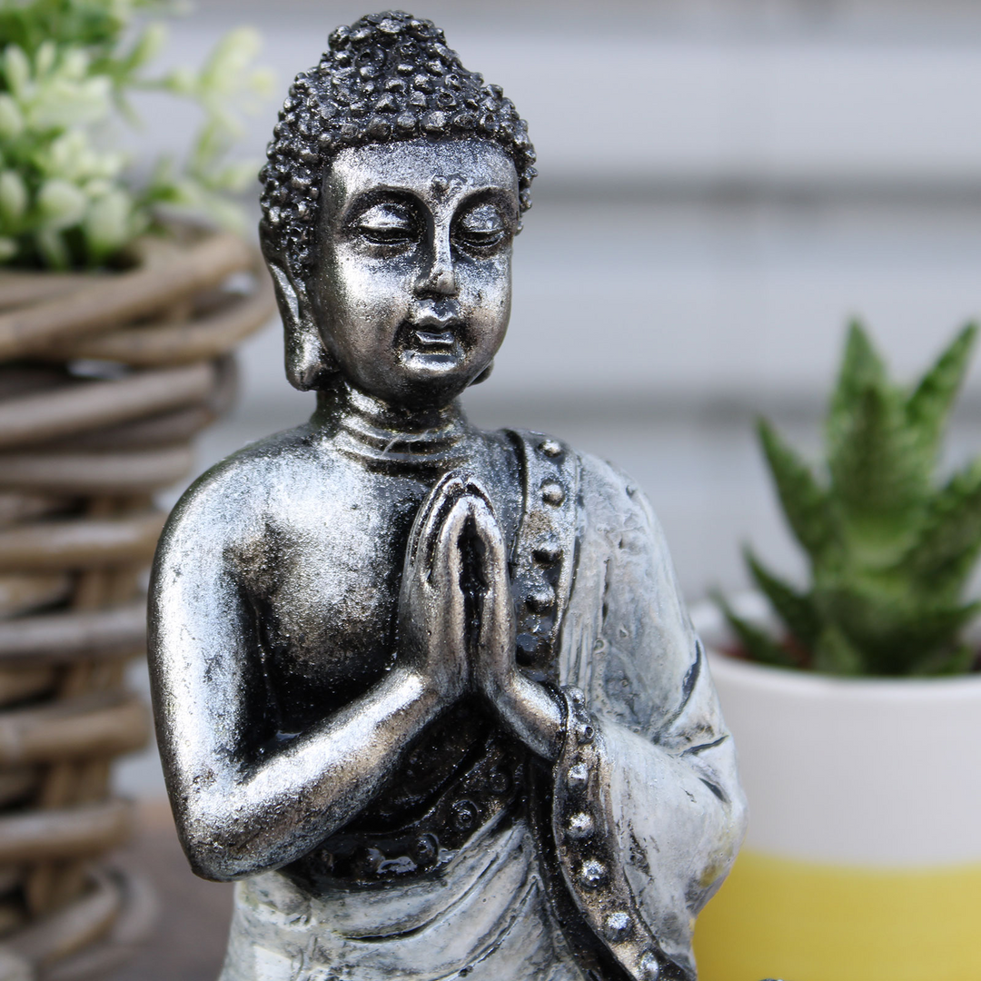 Teal & Gold Buddha & Red Buddha Candle Holder Statue  | Resin Meditation Figurine