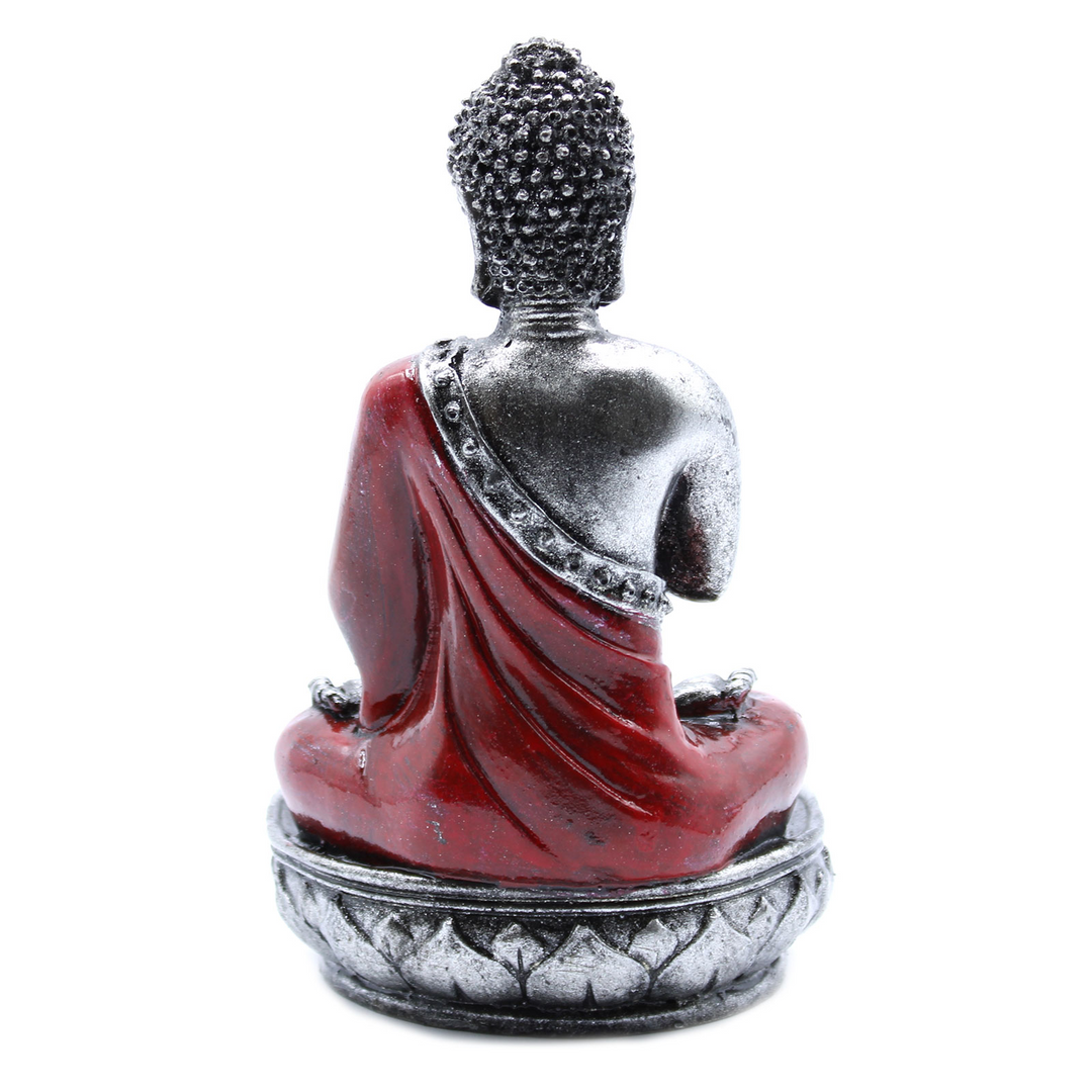 Teal & Gold Buddha & Red Buddha Candle Holder Statue  | Resin Meditation Figurine