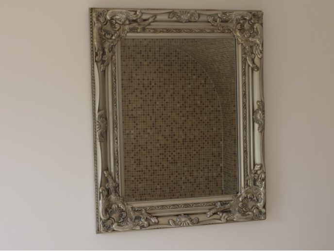 Antique Silver Ornate Mirror with Elegant Fitments