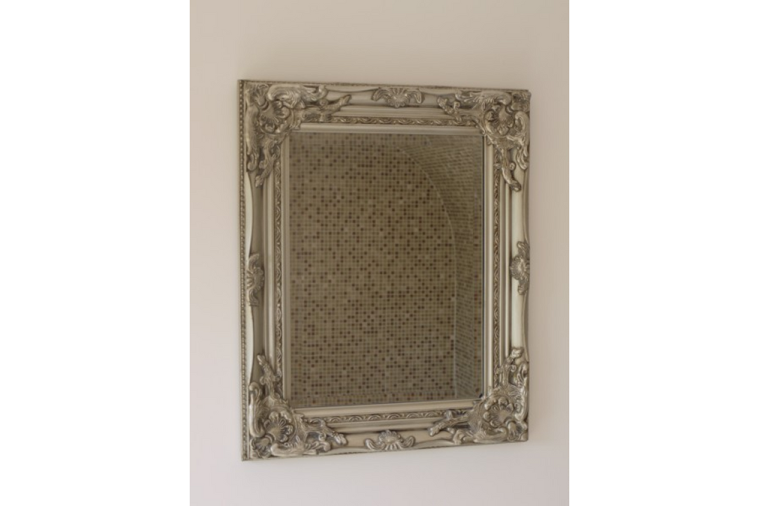 Antique Silver Ornate Mirror with Elegant Fitments