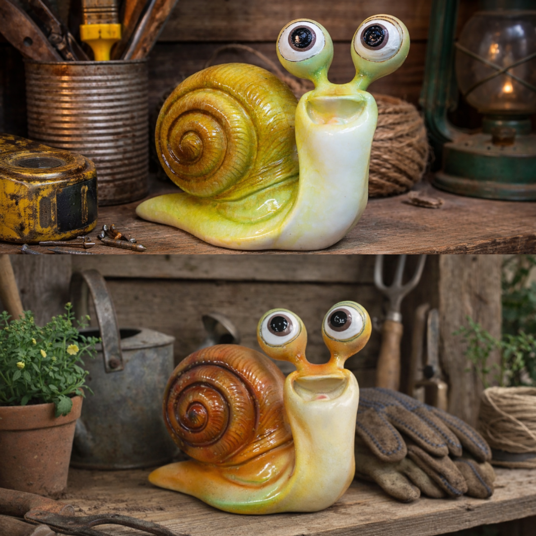 Big Eyes Snail Figurine | Whimsical Decorative Garden & Home Accent