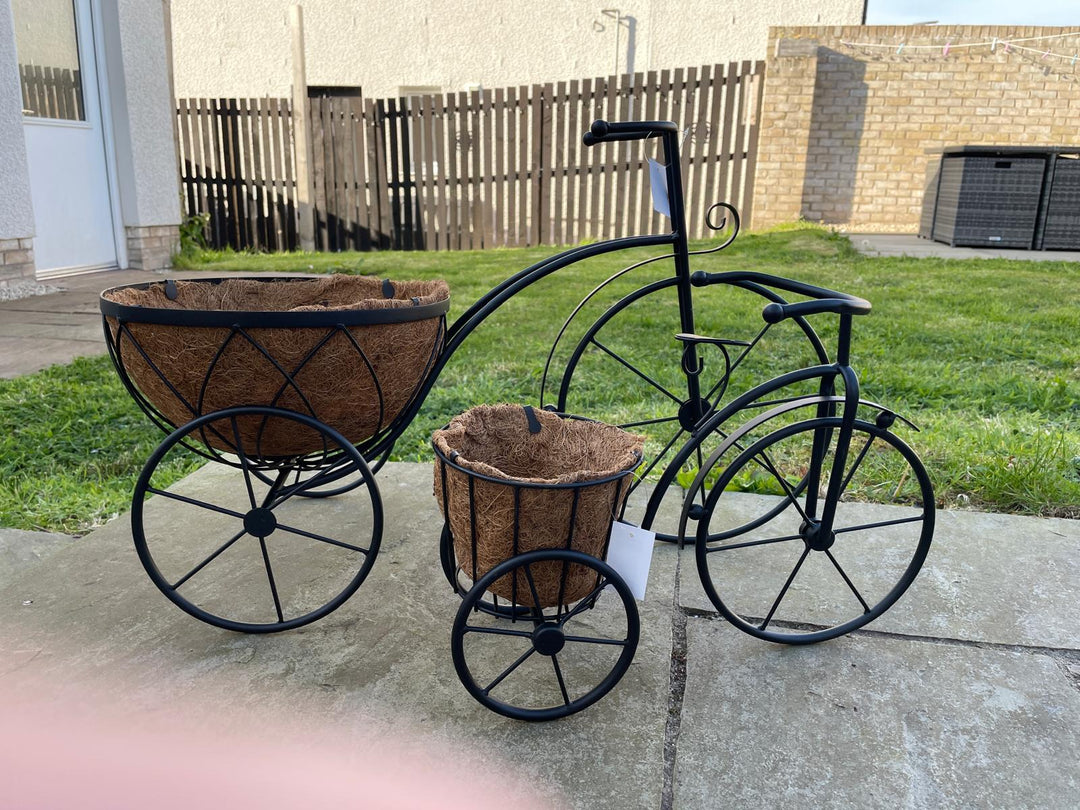 Black Bicycle Planter metal stand décor ornament indoor/outdoor