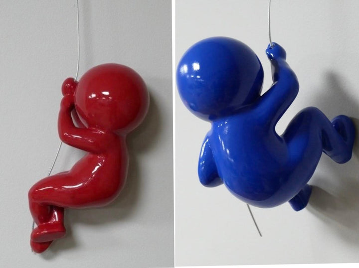 Abseiling Blue & Red Ball Head Ornament Hanging Figures