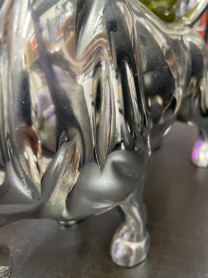 Charging Bull Antique Silver Wine Bottle Holder