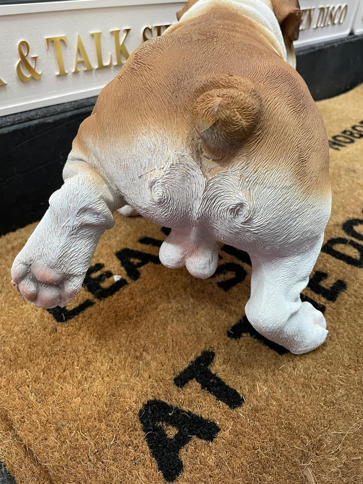 Bulldog Peeing decorative resin ornament free standing