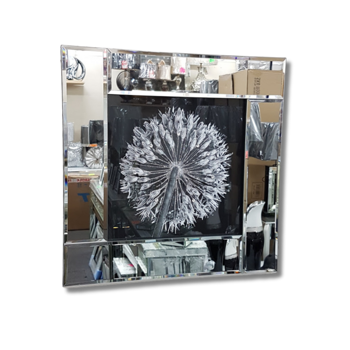 Black & White closed flower mirror Frame wall art