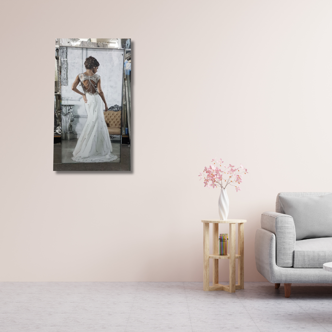 White Dress Lady in Mirrored Splendour