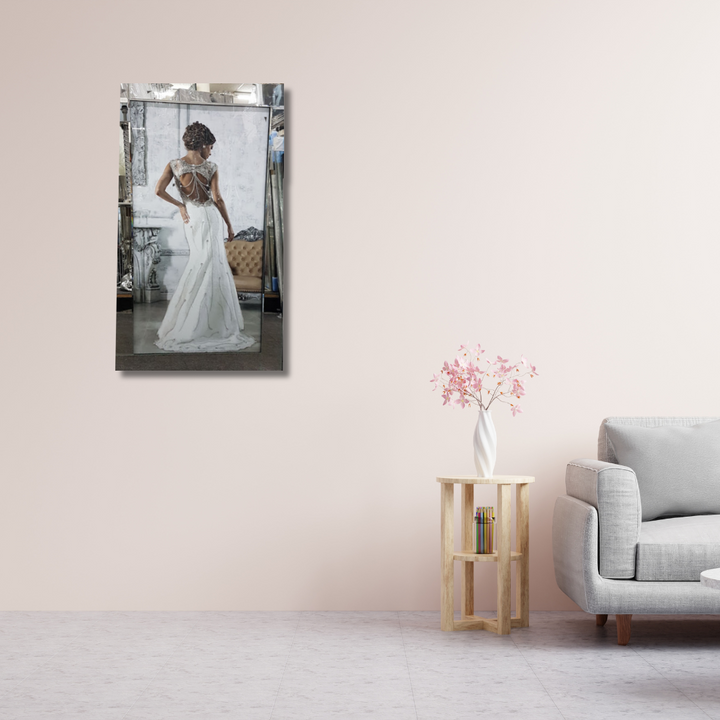 White Dress Lady in Mirrored Splendour