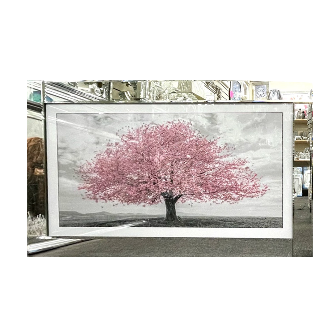 Pink Blossomed Tree in Mirror Frame